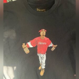 Tupac Shirt Henny Hip Hop Tee T-Shirt Mens Large Red Hennessy 2 Pac